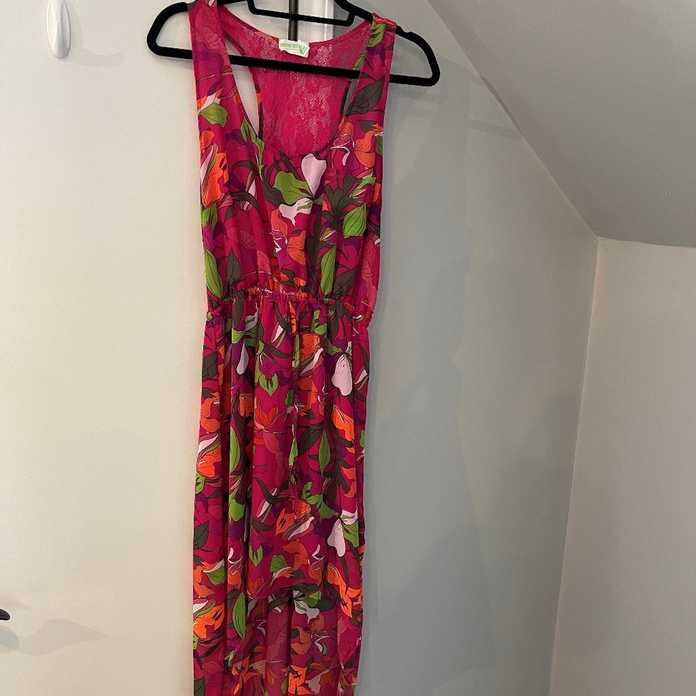DREAM OUT LOUD Colorful Hi-Lo Lace Back Dress Selena Gomez sz XL